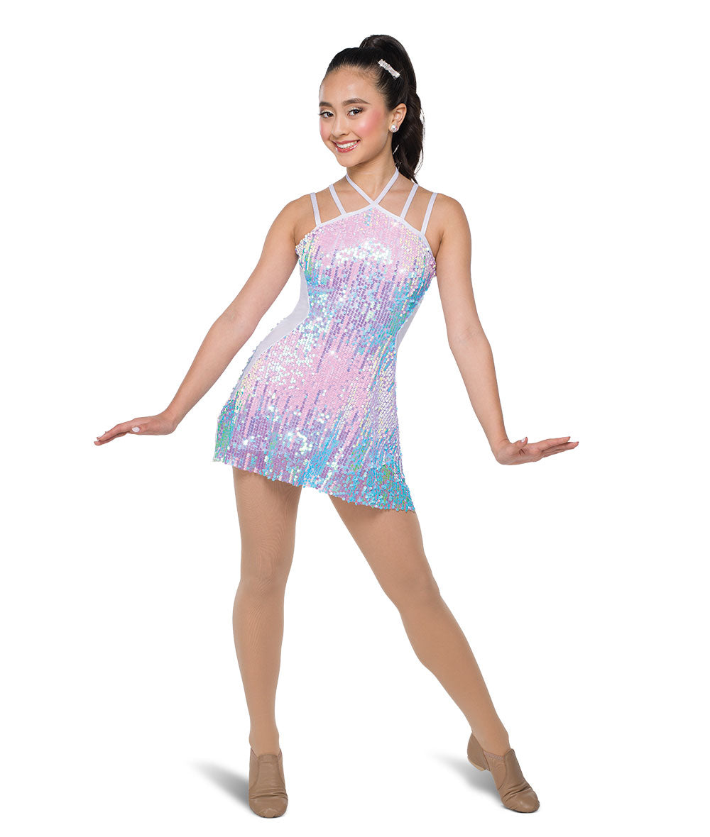 H675Y After December – Ombre Sequin Mesh Dance Dress with Shortall and Side Slits