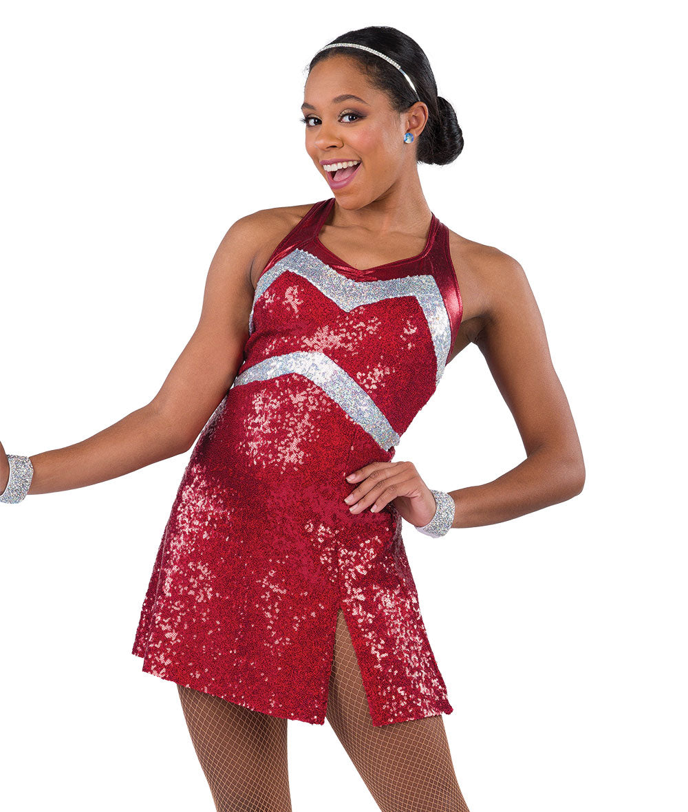H594N Jing-a-Ling – Holiday Sequin Dance Dress with Foil Accents and Built-in Leotard