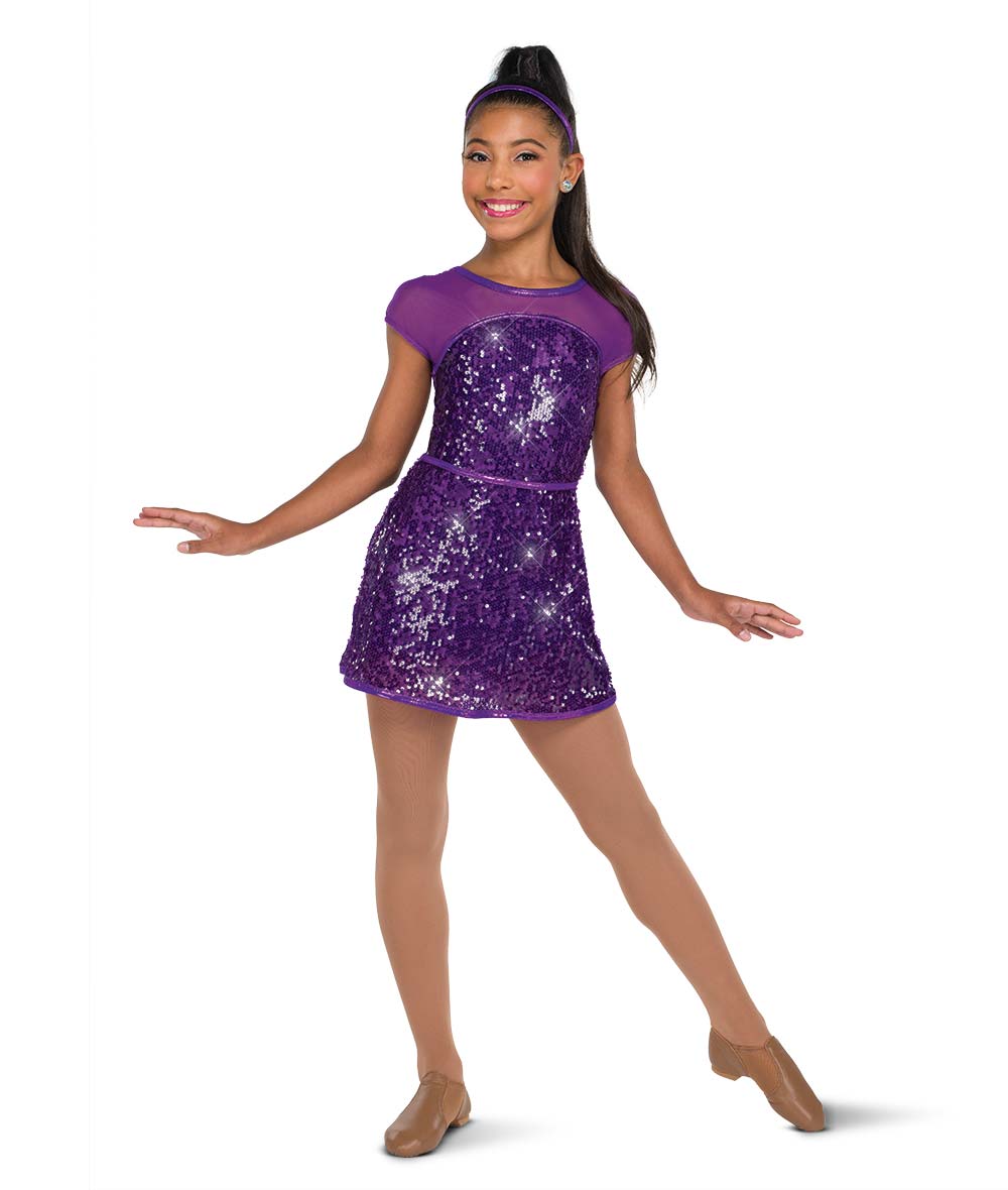 26109 Hot to Go – Sequin Mesh Dance Dress with Attached Shortall for Jazz or Group Routines