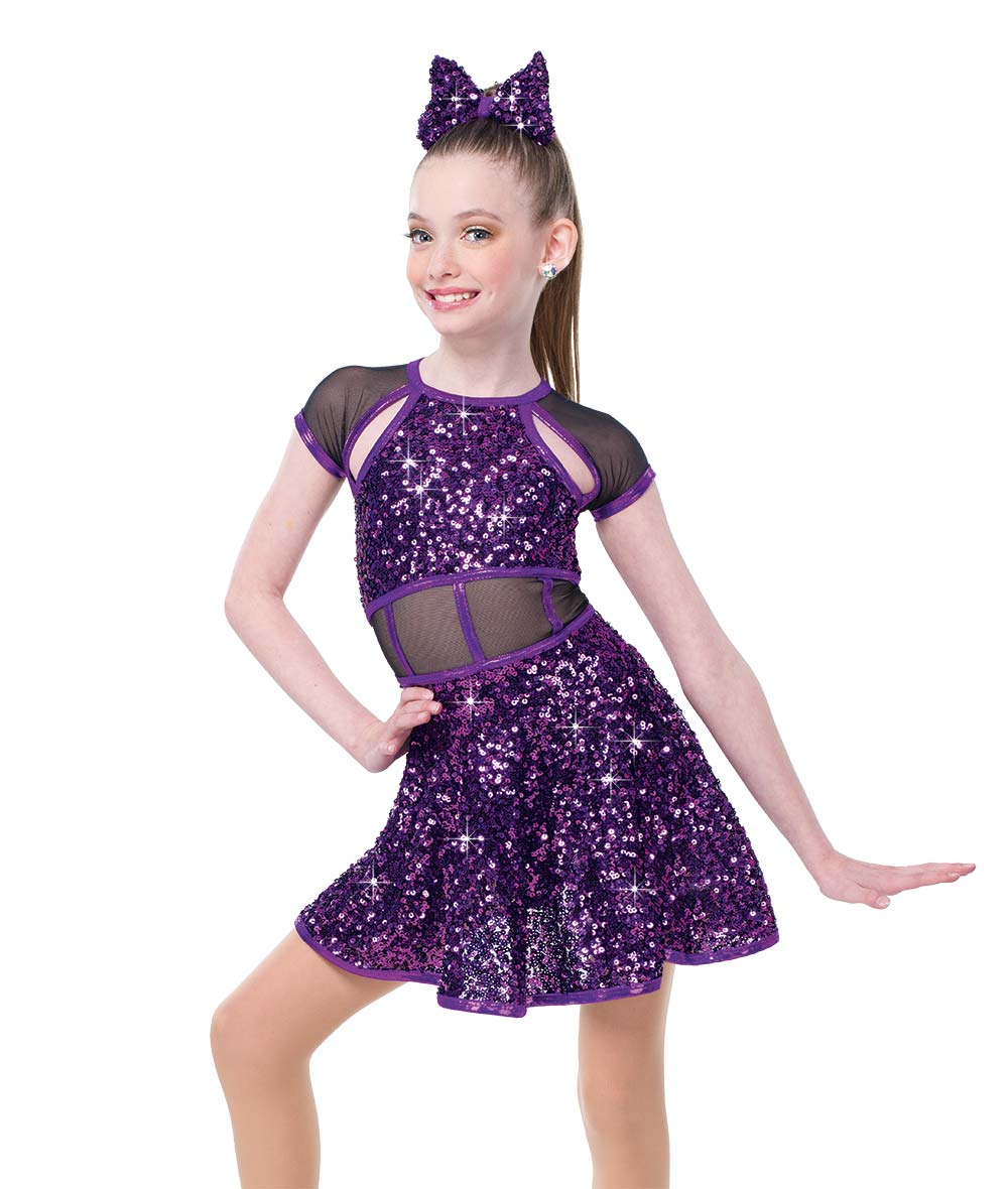 26243 I Don’t Wanna Wait – Sparkle Mesh Dance Dress with Foil Trim & Sequin Skirt