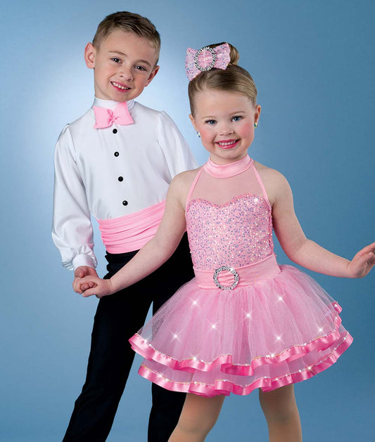 24050Y Mother Knows Best – Candy Pink Toddler Dance Costume with Sparkle Tulle and Rhinestone Accents