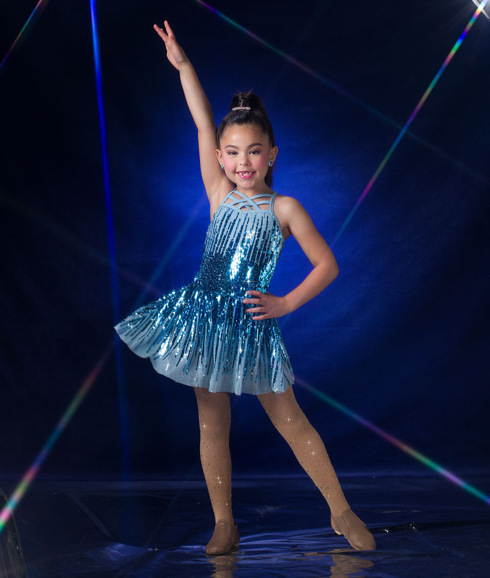 H669Y Snowlight – Light Blue Ombre Sequin Dance Dress with Built-in Leotard for Winter Recitals