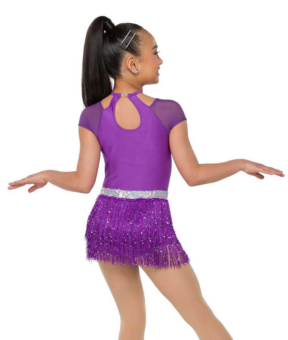 26166Y Freedom of the Night – Rhinestone Leotard with Sequin Fringe Skirt & Belt