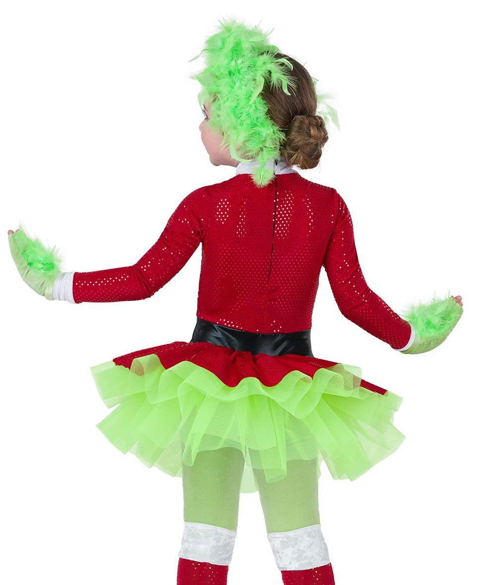 H682 Mean One – Gender-Neutral Grinch-Inspired Holiday Dance Costume with Tutu