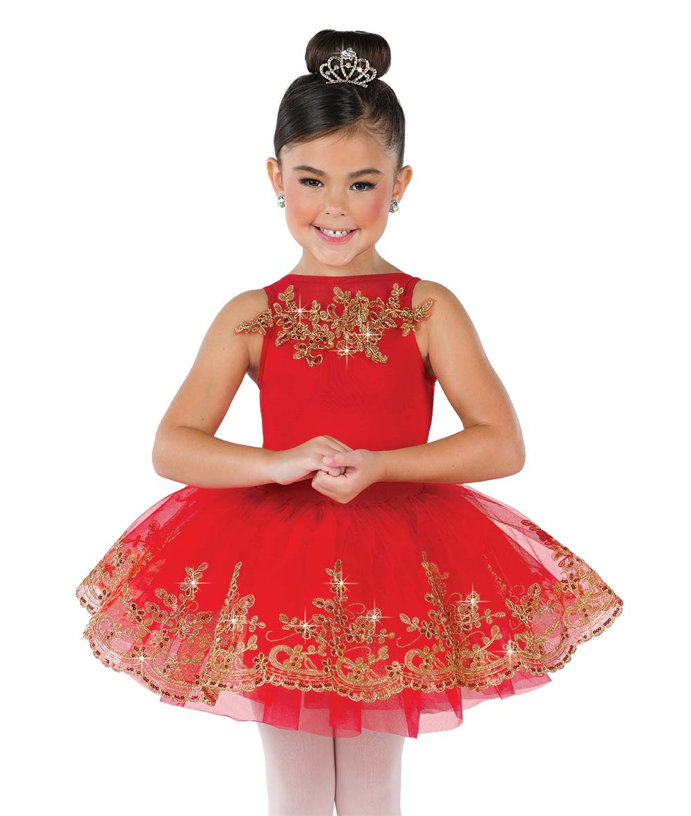 26124Y Loyal Brave True – Red Princess Ballet Tutu Dress with Gold Embroidery for Holiday Recitals