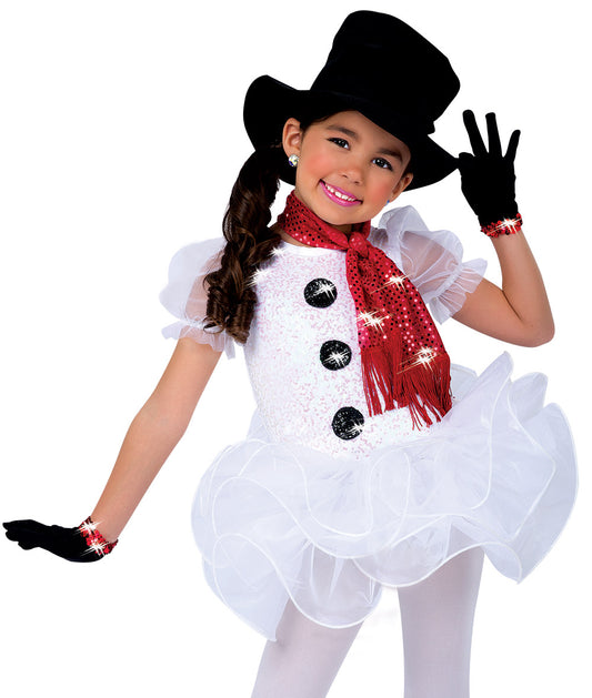 H408Y Frosty – Girls' Sparkly Snowman Dance Costume with Hat and Scarf