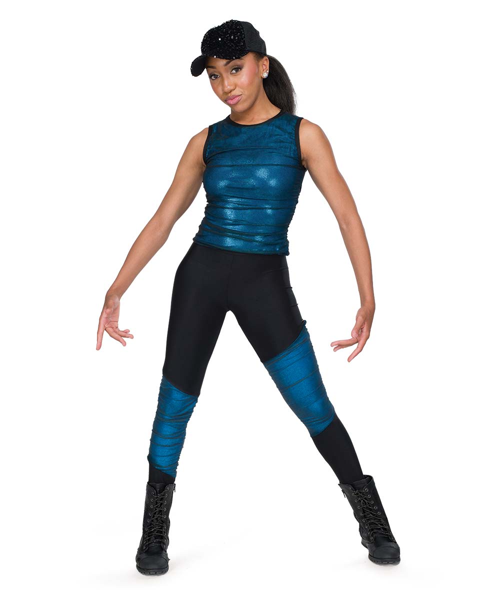 26402 Bow Chika Wow It – Foil Mesh Dance Top & High-Waisted Leggings Set