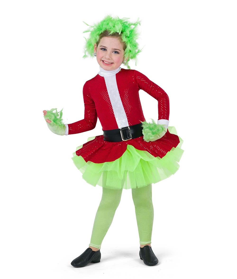 H682 Mean One – Gender-Neutral Grinch-Inspired Holiday Dance Costume with Tutu