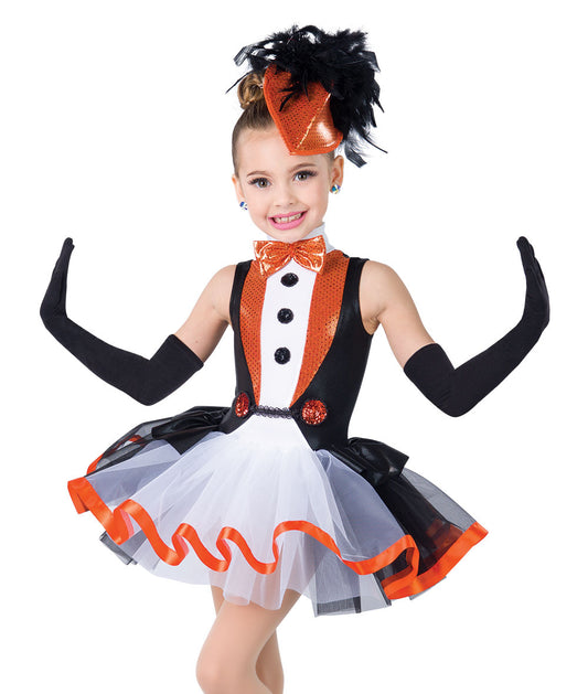 H566Y Penguin Dance – Girls' Tuxedo-Inspired Penguin Costume with Feather Hat for Dance Recitals