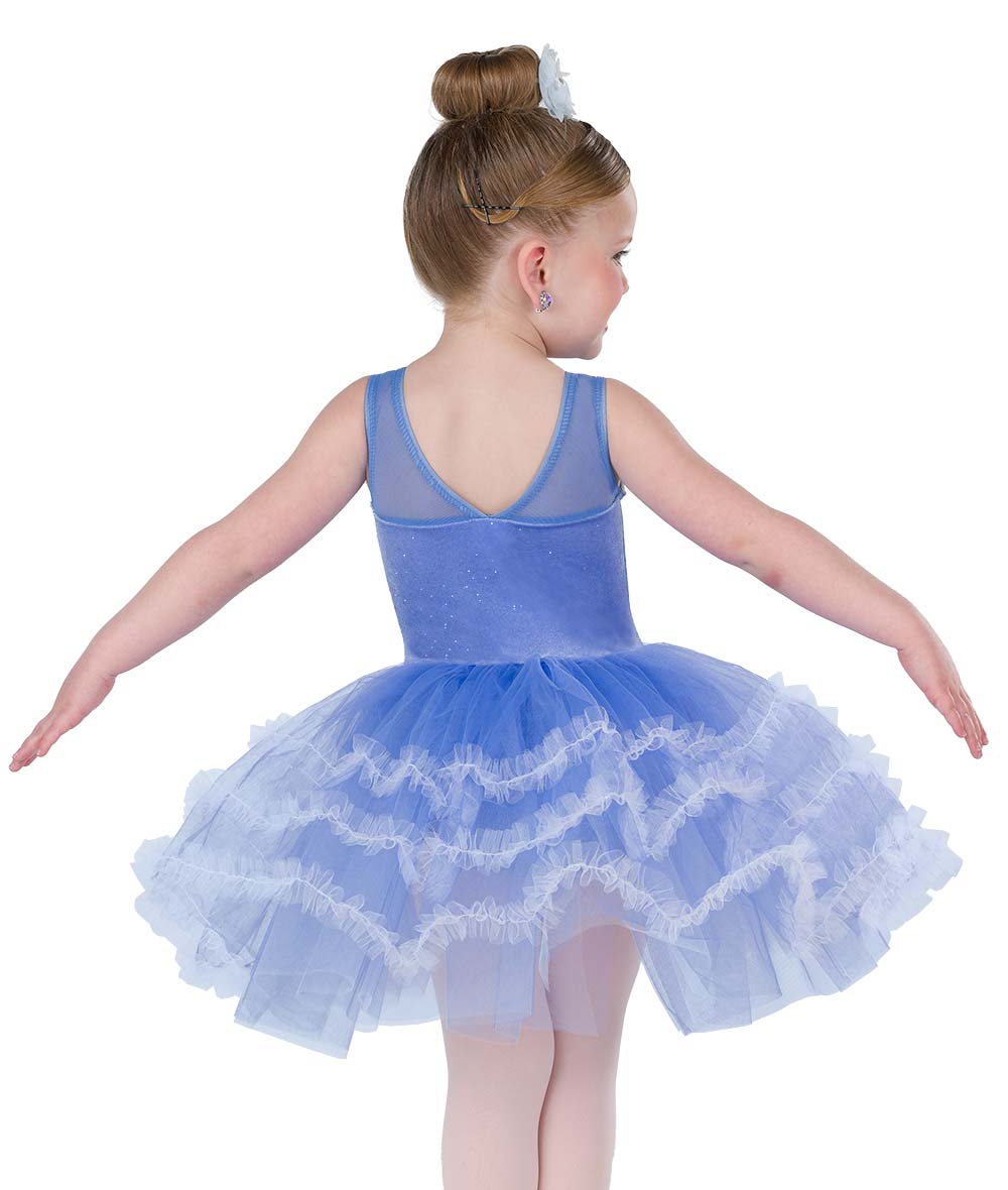 26151Y Little April Shower – Periwinkle Glitter Tutu Dress with Floral Appliqué for Ballet & Recital