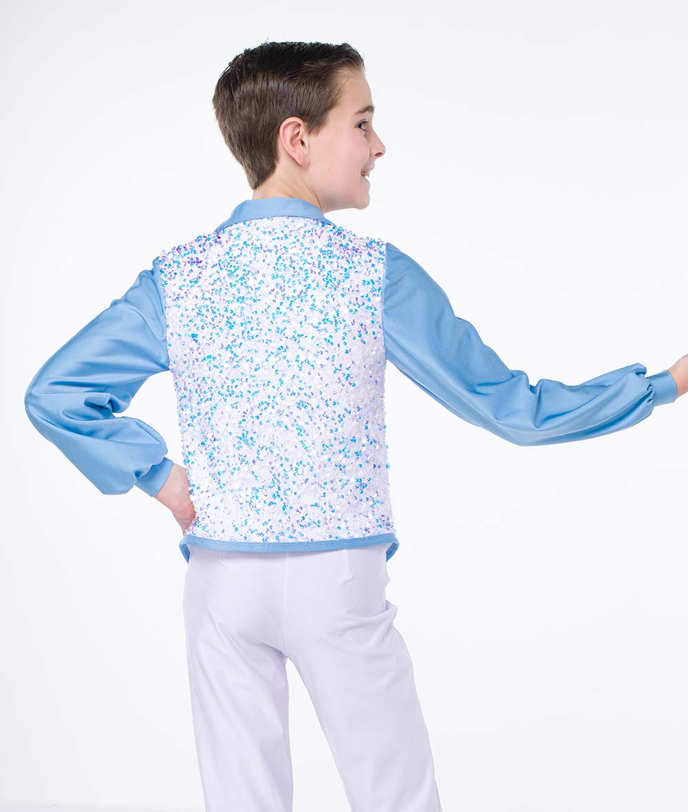 H691 Cold Cold Winter Guy Shirt – Boys' Holiday Dance Top with Sequin Velvet Vest