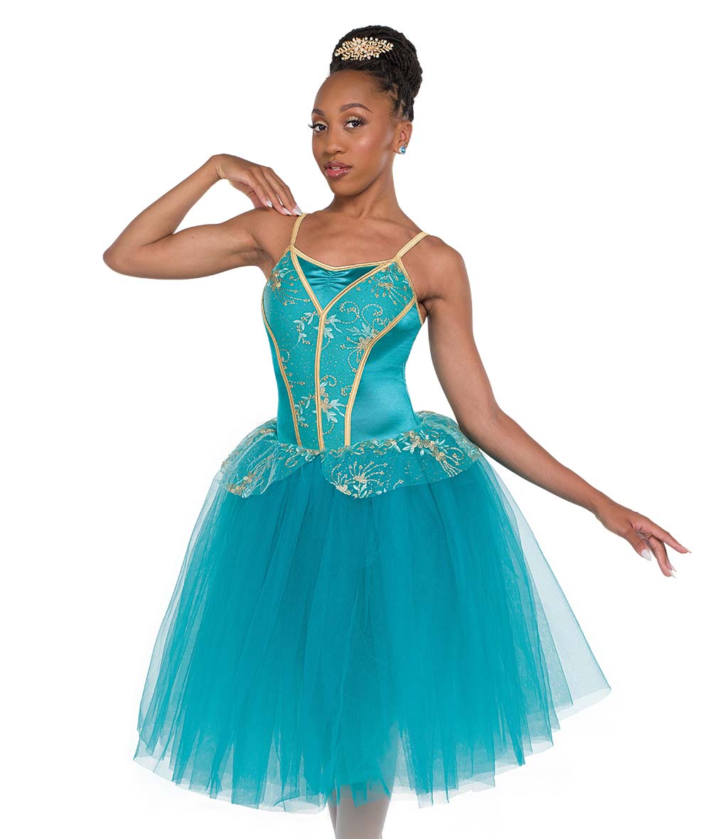 26056Y La Esmeralda – Jade Ballet Costume with Stretch Satin Bodice and Tulle Tutu
