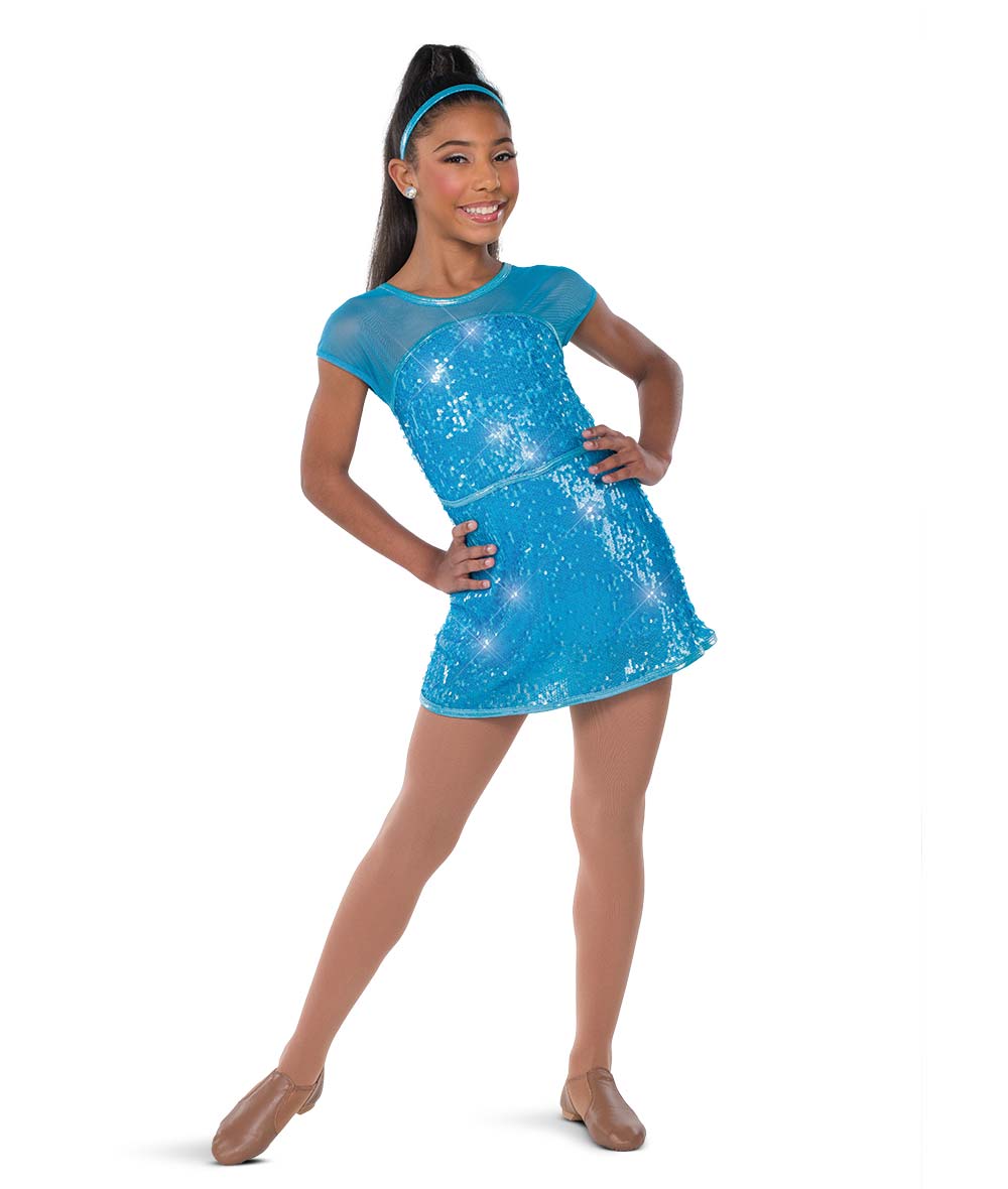 26109 Hot to Go – Sequin Mesh Dance Dress with Attached Shortall for Jazz or Group Routines