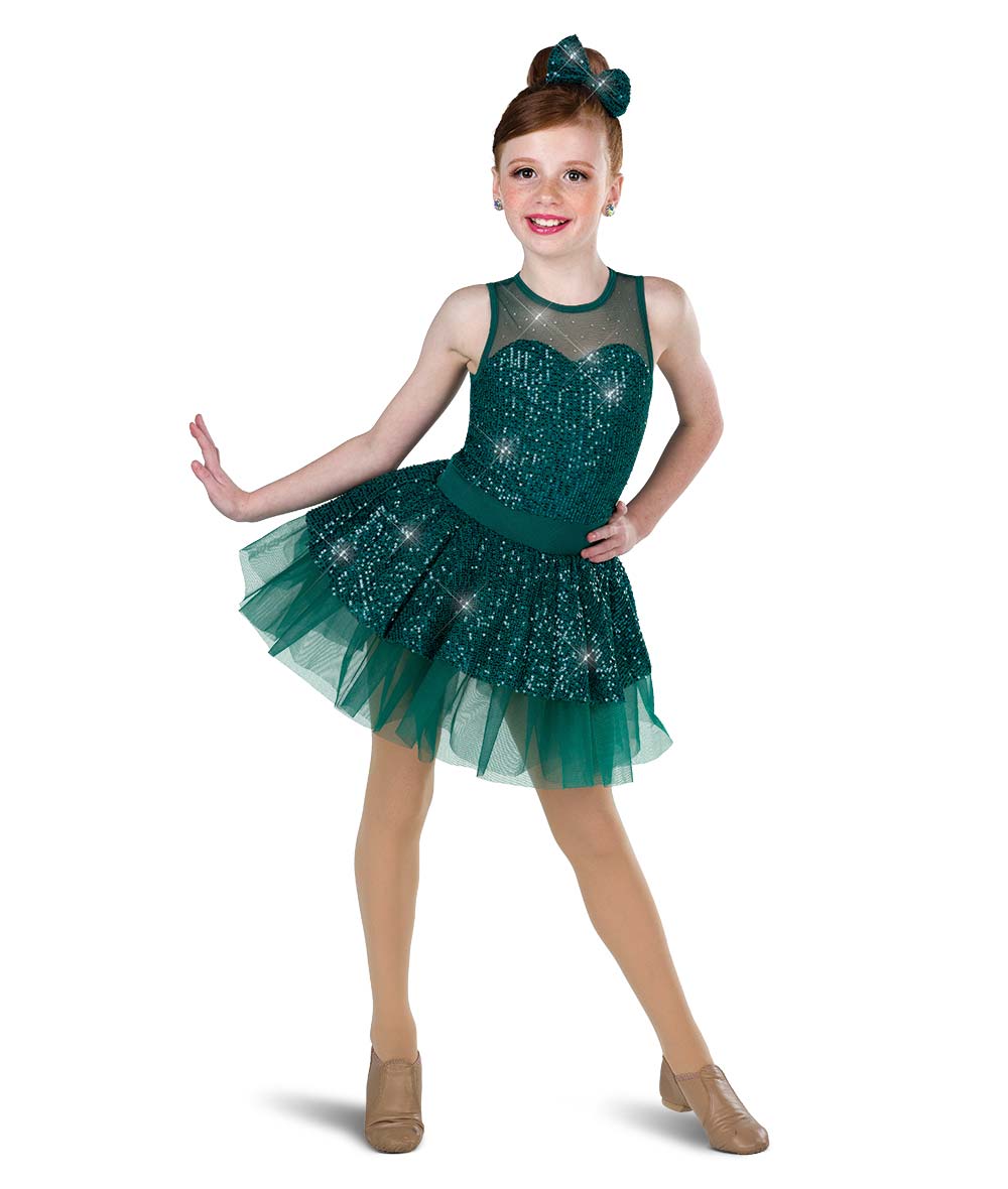 H696Y Ring Out the Bells – Holiday Sequin Dance Dress with Rhinestone Yoke and Crinoline Skirt
