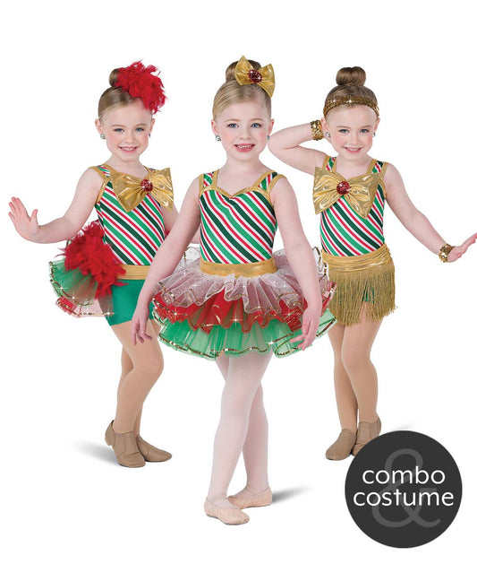 H700 Very Merry Shortall – Candy Cane Holiday Dance Base with Interchangeable Skirts