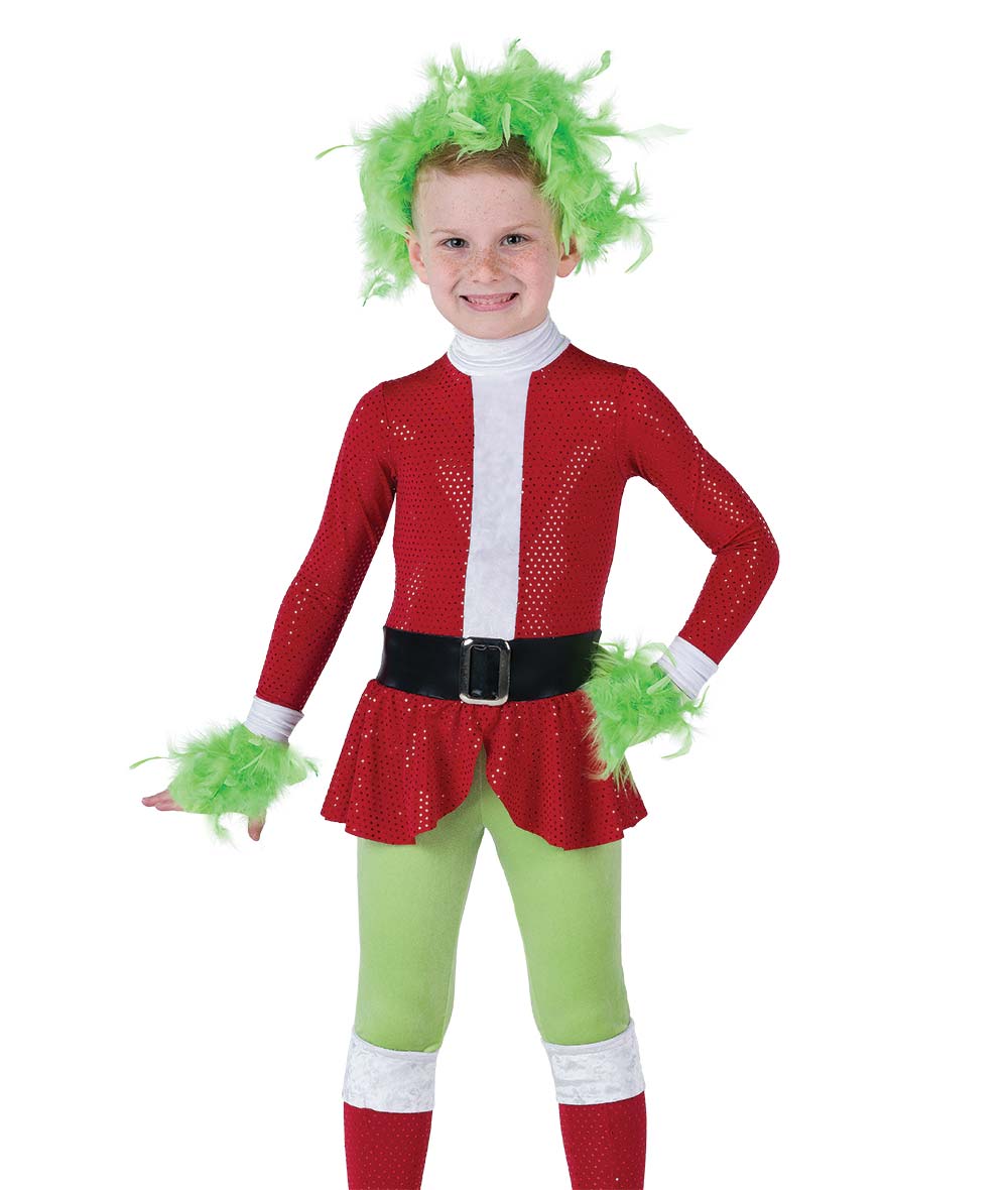 H682 Mean One – Gender-Neutral Grinch-Inspired Holiday Dance Costume with Tutu