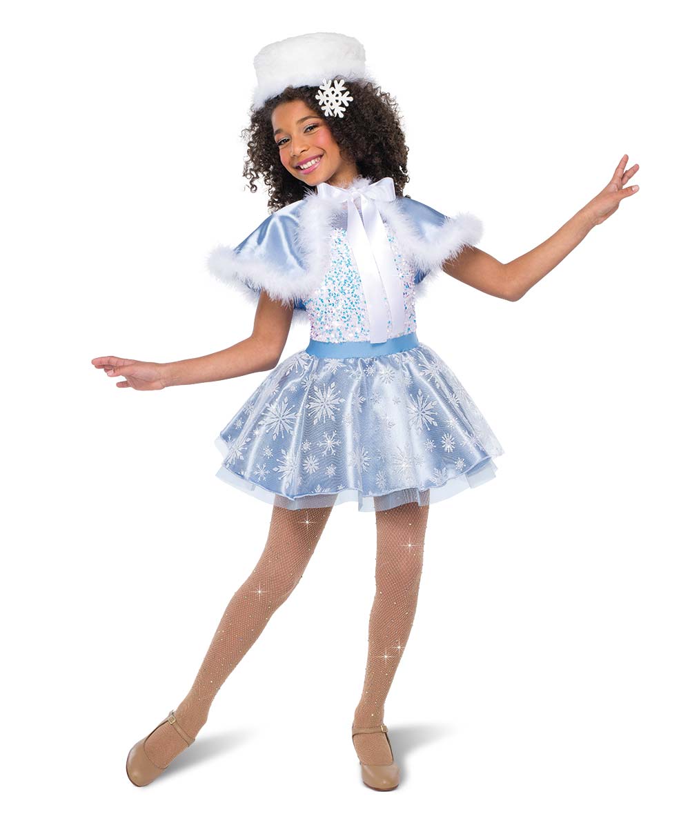 H690 Cold Cold Winter – Light Blue Holiday Dance Dress with Snowflake Overlay