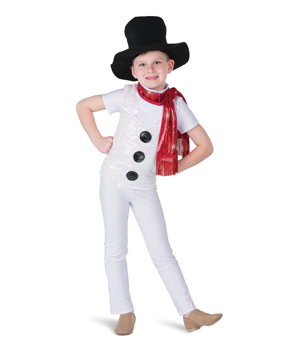 H697 Frosty Boy Top – Snowman-Inspired Holiday Dance Shirt with Hat and Scarf