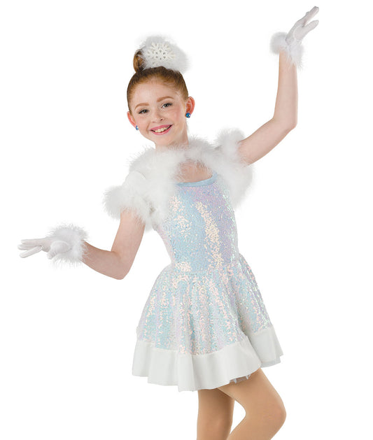 H536Y Winter Wonderland – Iridescent Sequin Snowflake Dress for Winter Recitals