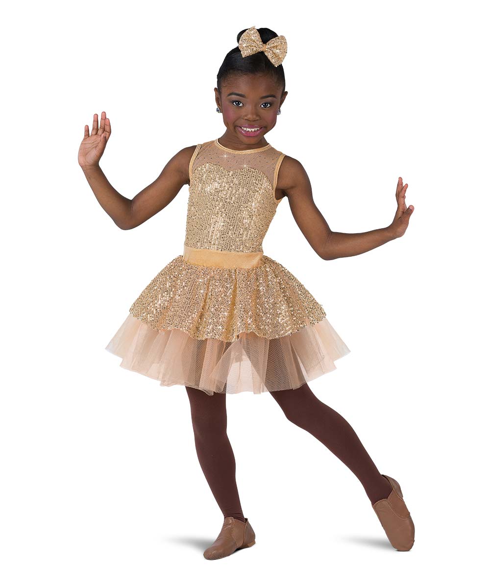 H696Y Ring Out the Bells – Holiday Sequin Dance Dress with Rhinestone Yoke and Crinoline Skirt