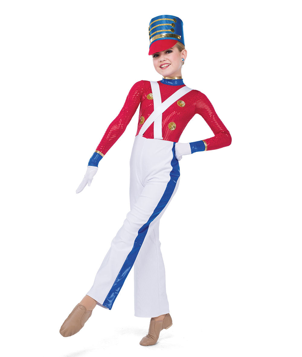 H636 Parade Soldier – Gender-Neutral Nutcracker Toy Soldier Dance Costume with Red, White & Blue Jumpsuit