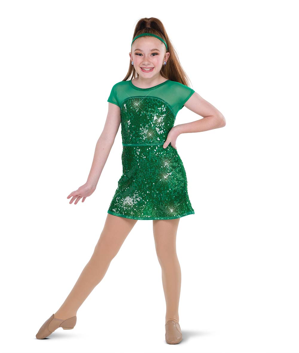26109 Hot to Go – Sequin Mesh Dance Dress with Attached Shortall for Jazz or Group Routines