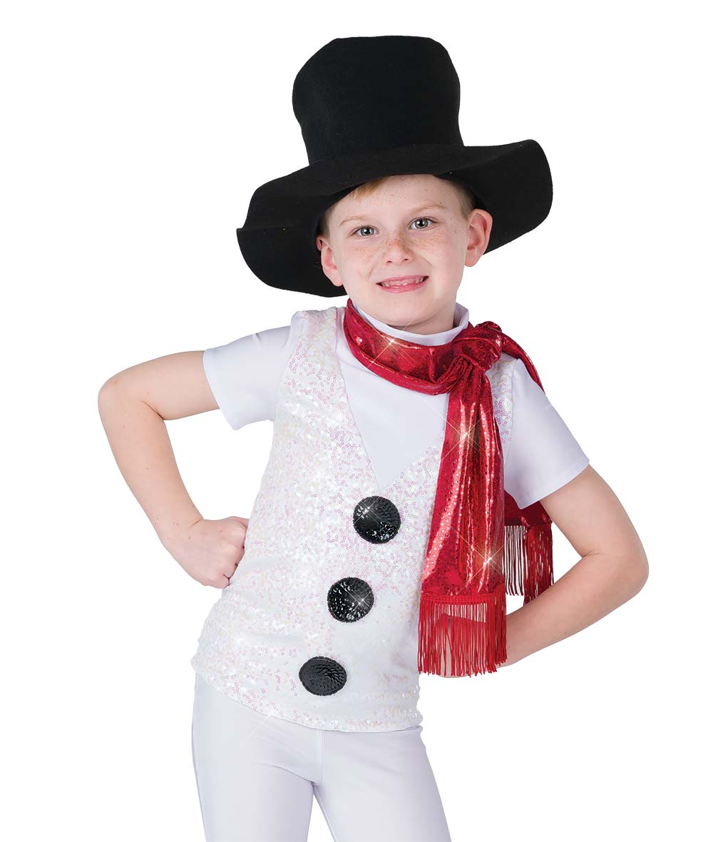 H697 Frosty Boy Top – Snowman-Inspired Holiday Dance Shirt with Hat and Scarf