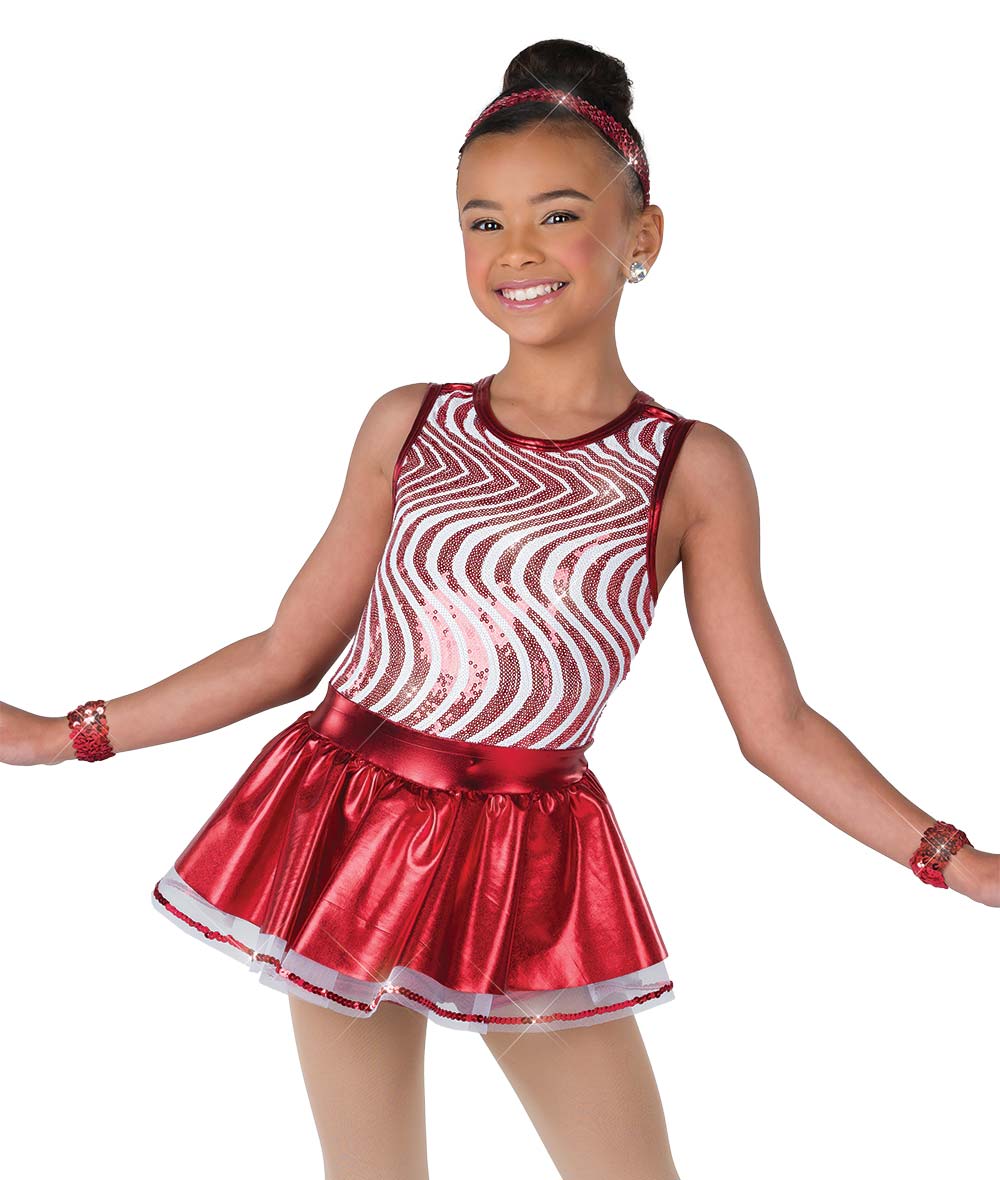 H687 Candy Cane Dreaming – Holiday Sequin Shortall Dress with Red Swirl and Sparkle Accessories