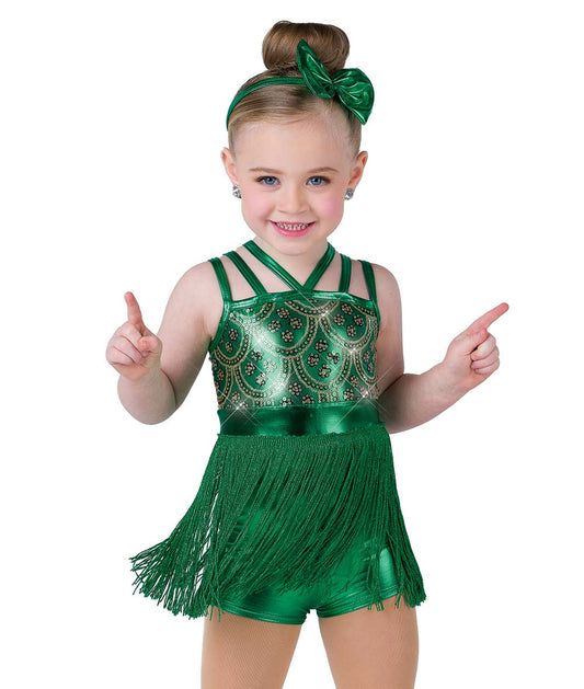 H709 Holidays Are Comin – Sequin Fringe Holiday Dance Shortall for Jazz & Tap