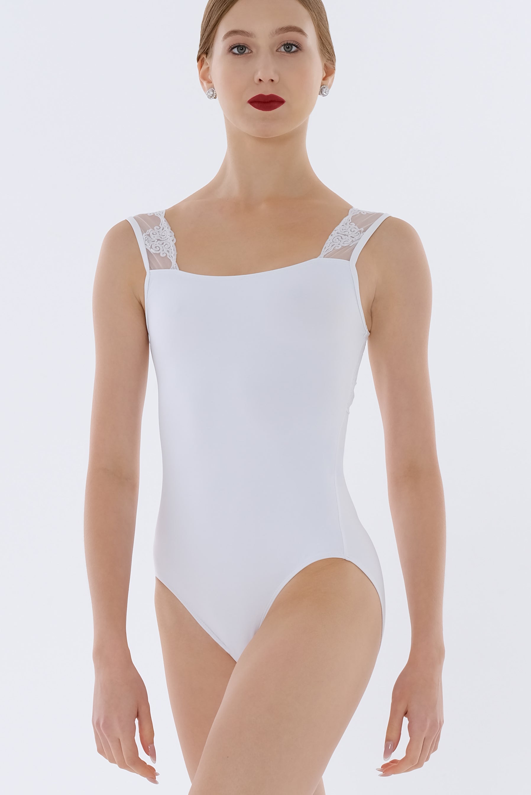 Modal bodysuit with tulle inserts