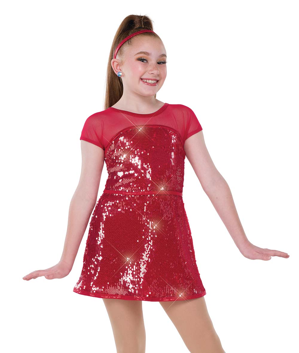 26109 Hot to Go – Sequin Mesh Dance Dress with Attached Shortall for Jazz or Group Routines