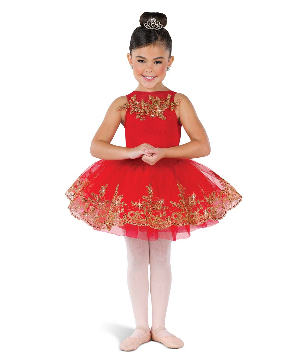26124Y Loyal Brave True – Red Princess Ballet Tutu Dress with Gold Embroidery for Holiday Recitals