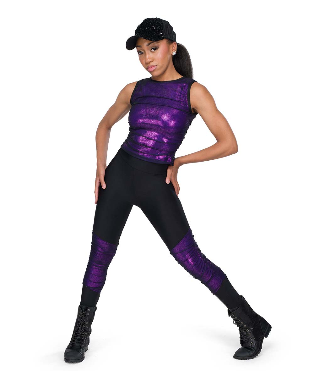 26402 Bow Chika Wow It – Foil Mesh Dance Top & High-Waisted Leggings Set