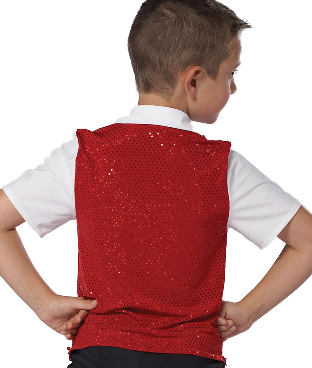 11358 Vested Shirt – Boys' Pullover Dance Shirt with Sequin Vest Look for Jazz and Holiday Performances