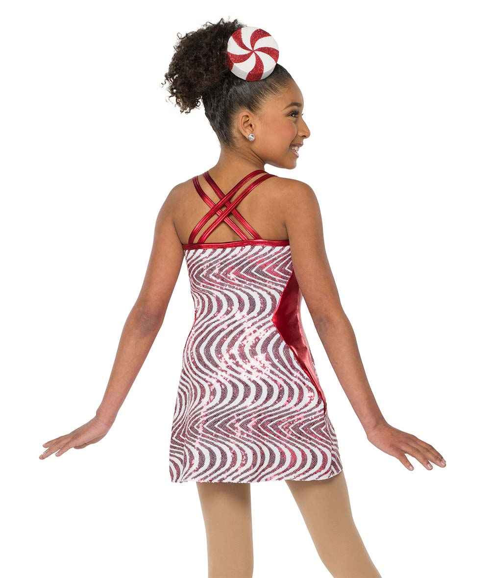 H711 Christmas Twist – Peppermint Swirl Holiday Dance Dress with Sequin Pattern