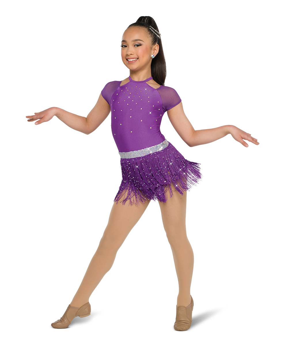 26166Y Freedom of the Night – Rhinestone Leotard with Sequin Fringe Skirt & Belt