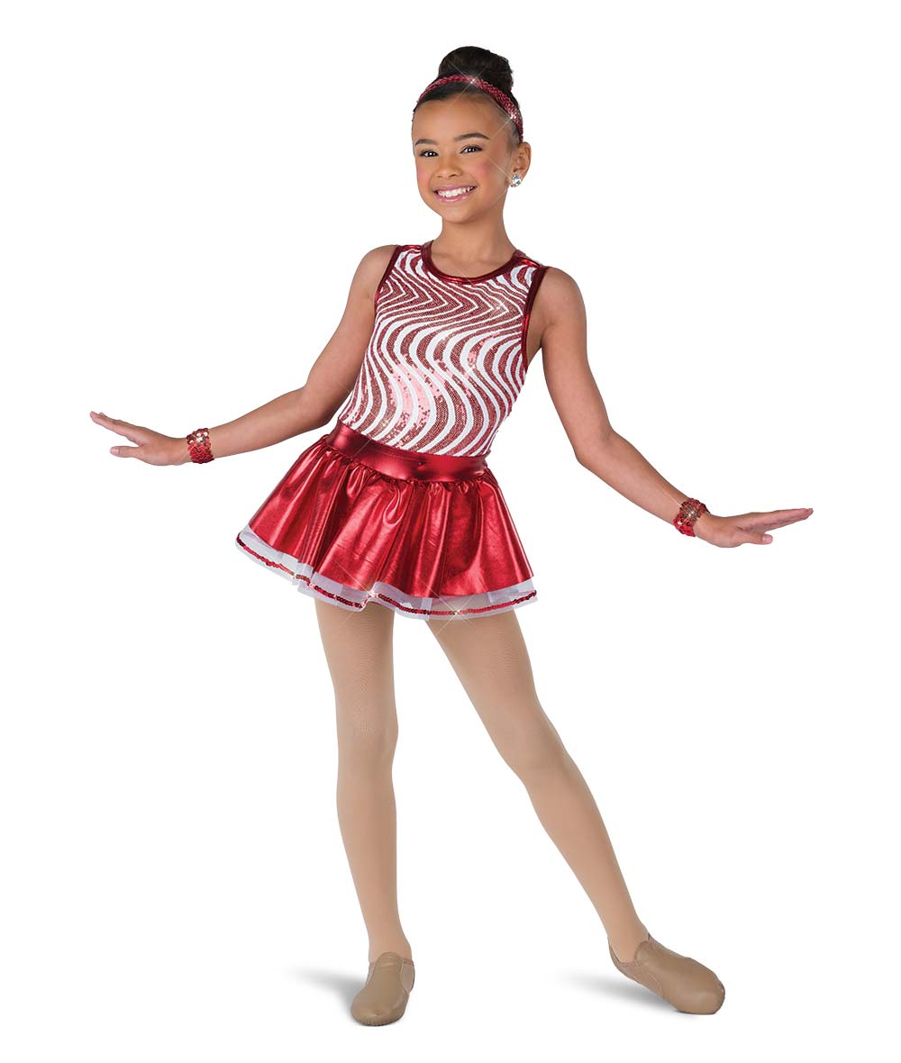 H687 Candy Cane Dreaming – Holiday Sequin Shortall Dress with Red Swirl and Sparkle Accessories