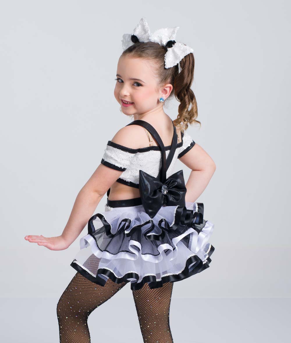 C118 Apt – Paillette Sequin Spandex Dance Costume Bra Top & Twirl Panty with Back Bustle for Competition, Recital & Stage Performance