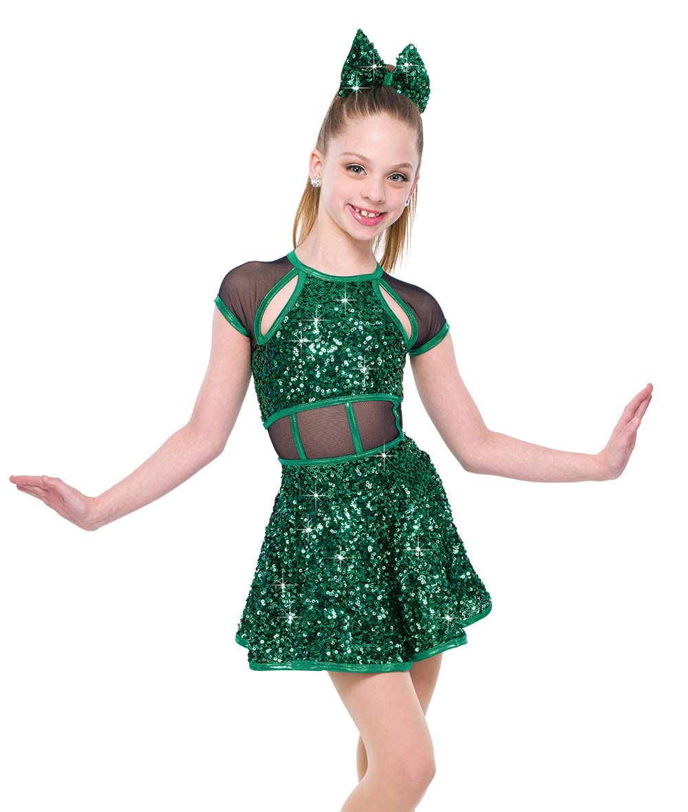 26243 I Don’t Wanna Wait – Sparkle Mesh Dance Dress with Foil Trim & Sequin Skirt