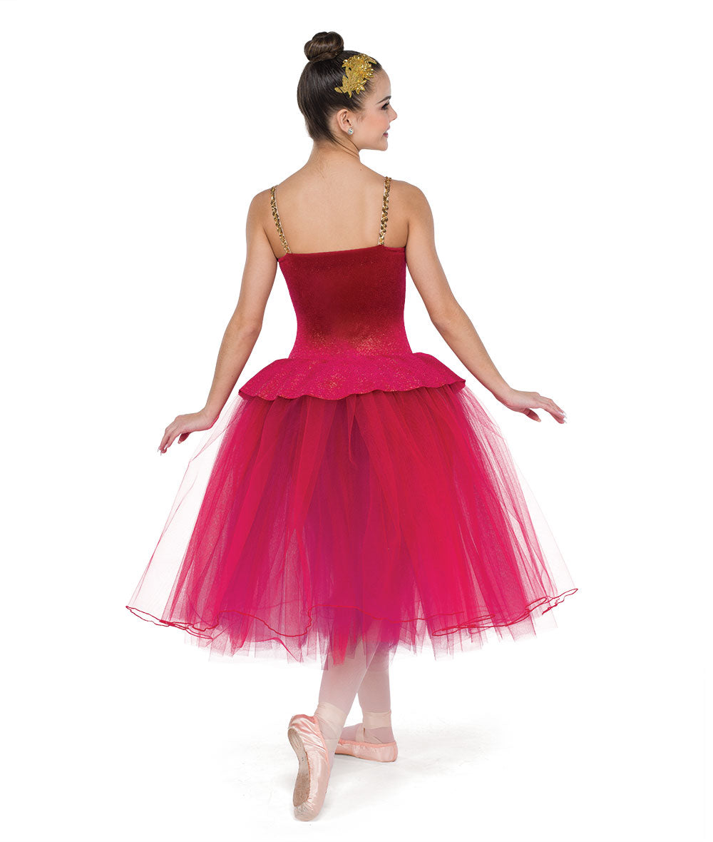 H703 Experience Romantic – Burgundy Romantic Tulle Ballet Dress with Sequin Trim for Holiday Performances