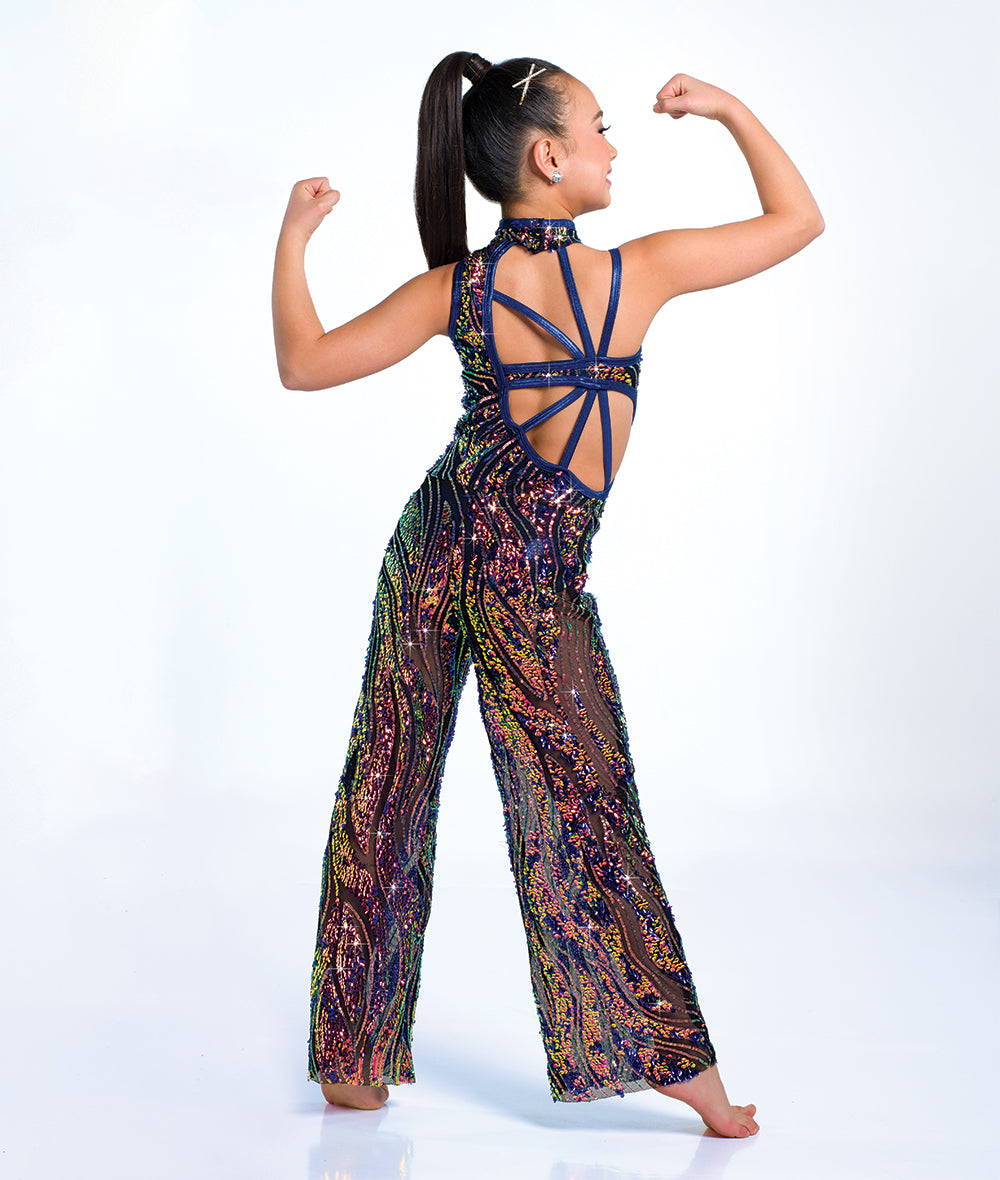 C123 Stars Align – Sequin One-Sleeve Dance Costume Leotard with Rhinestone Applique for Competition, Recital & Stage Performance