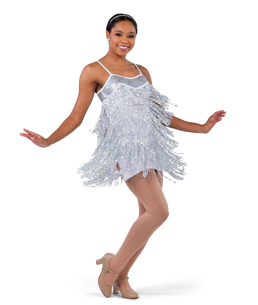 23012Y Those Eyes – Silver Sequin Fringe Flapper Dress for Jazz and Gatsby-Themed Performances