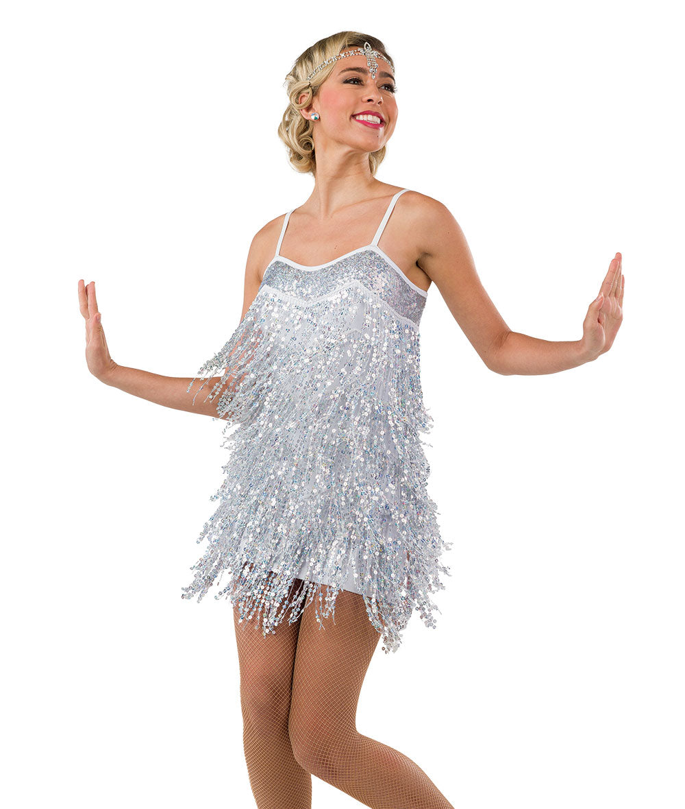 23012Y Those Eyes – Silver Sequin Fringe Flapper Dress for Jazz and Gatsby-Themed Performances