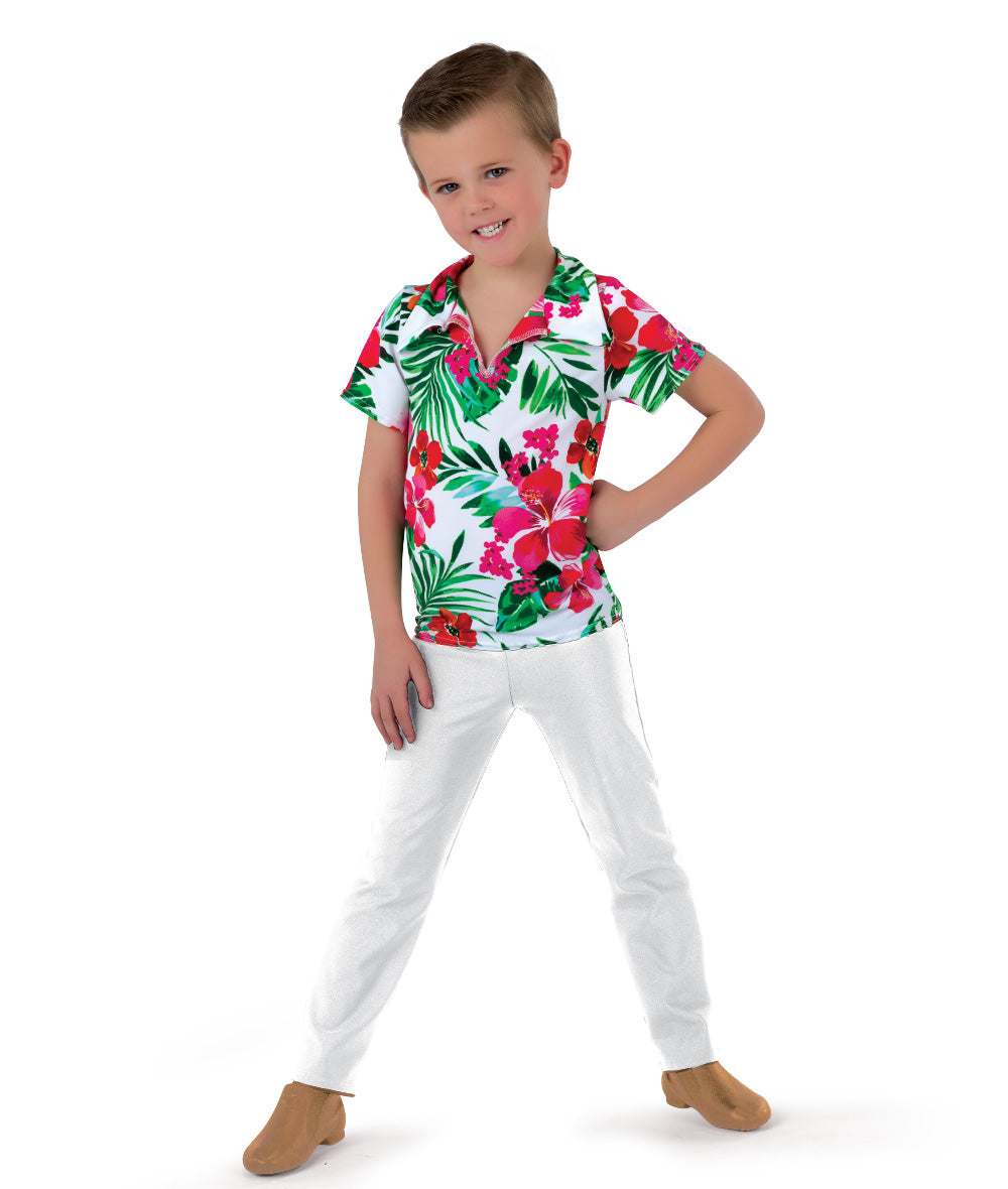 16173 Caribbean Jam Guy Shirt – Boys’ Tropical Dance Shirt with Multicolor Floral Print