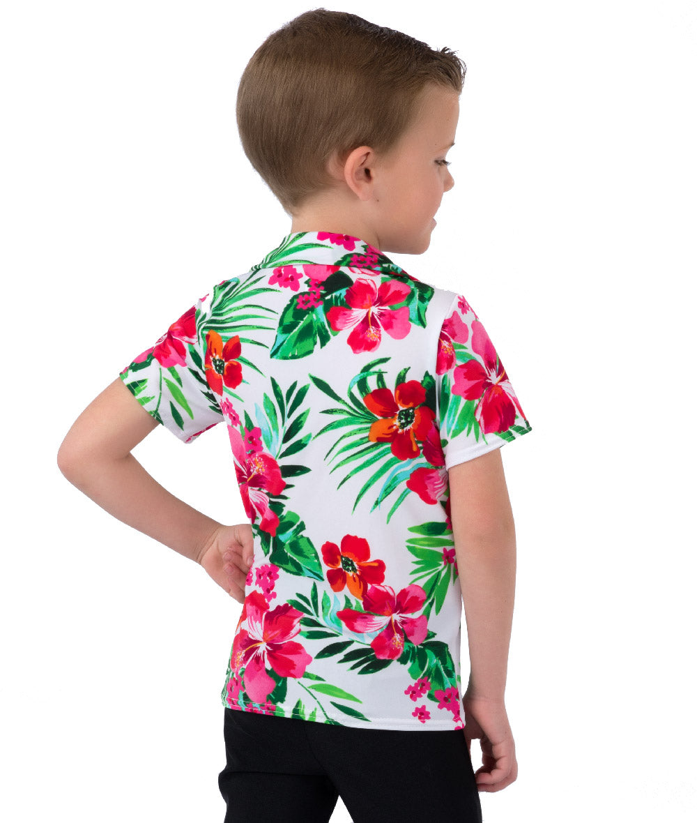 16173 Caribbean Jam Guy Shirt – Boys’ Tropical Dance Shirt with Multicolor Floral Print