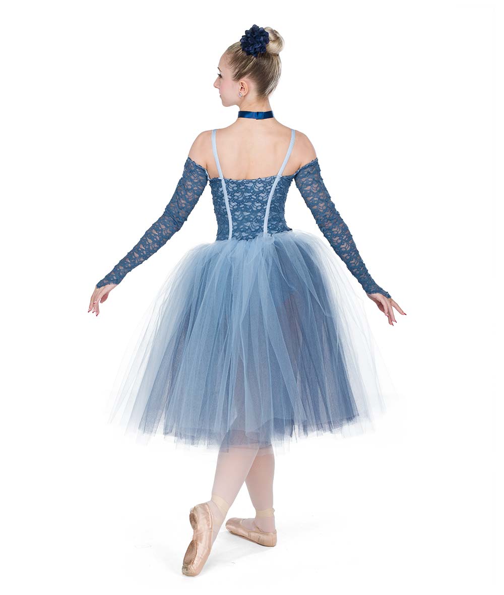26348 L’Inverno – Floral Lace Ballet Costume with Long Sleeves and Tulle Tutu
