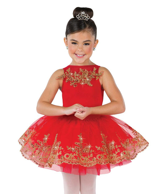 26124Y Loyal Brave True – Red Princess Ballet Tutu Dress with Gold Embroidery for Holiday Recitals
