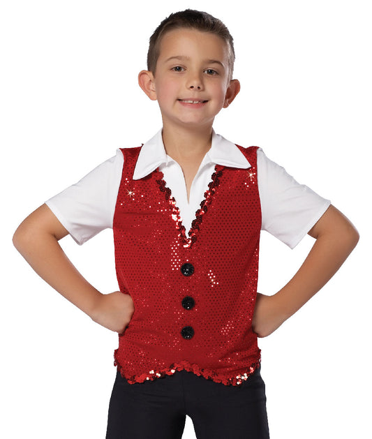 11358 Vested Shirt – Boys' Pullover Dance Shirt with Sequin Vest Look for Jazz and Holiday Performances