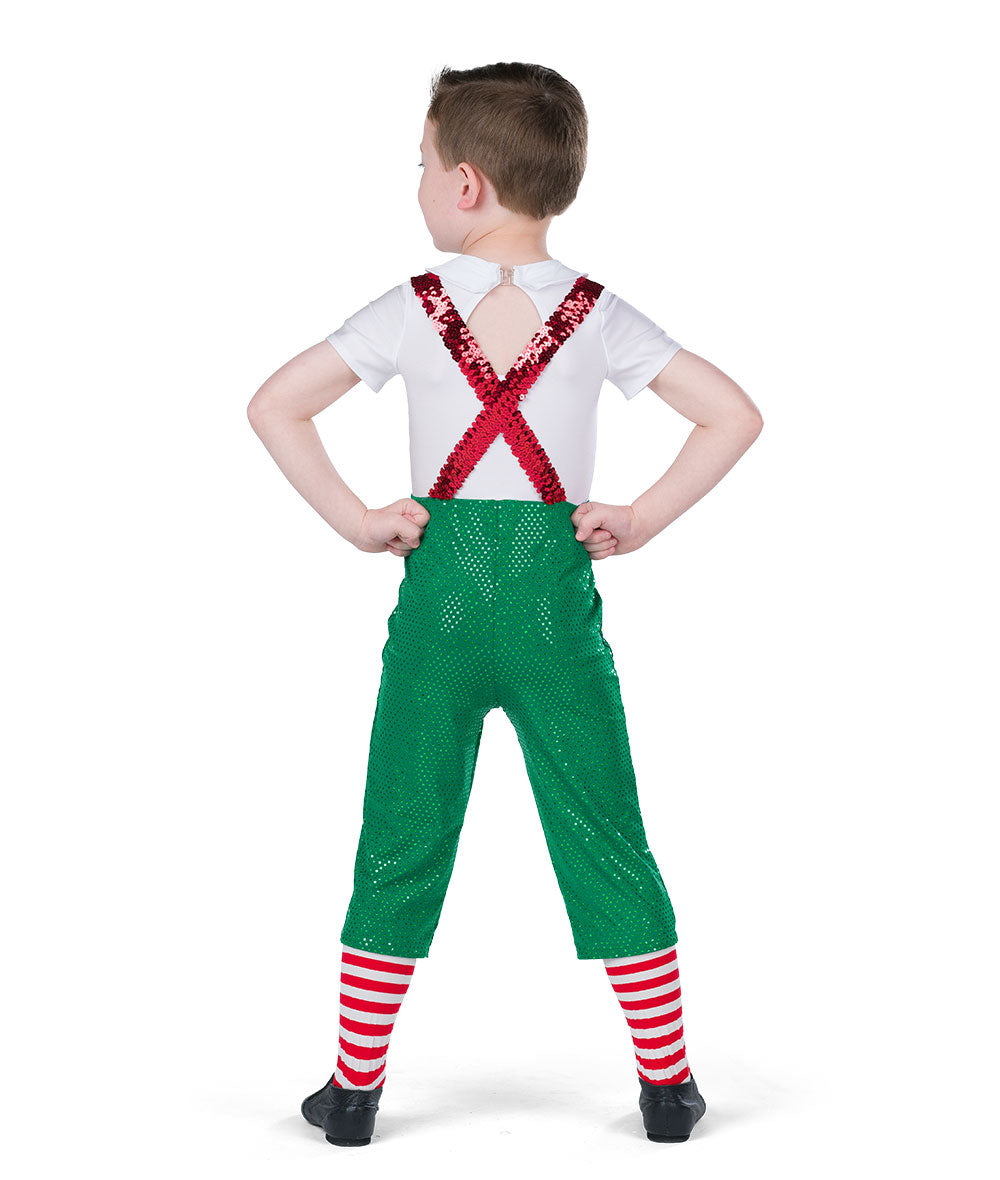 H651 Toys Toys Toys Guy – Boys’ Holiday Elf Dance Costume with Sequin Suspenders and Bow Tie