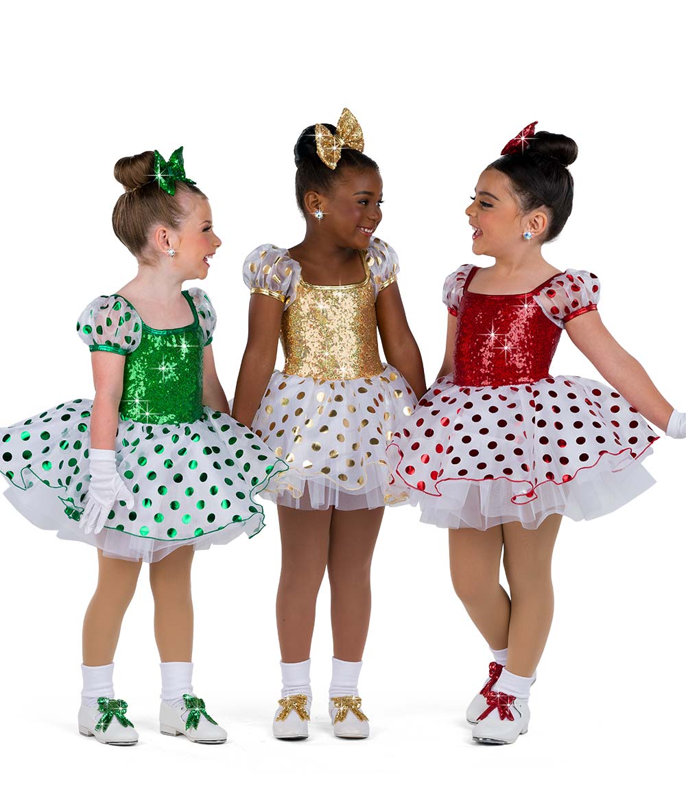 H670 Wrap Me Up – Holiday Dance Dress with Polka Dot Skirt and Sequin Bodice